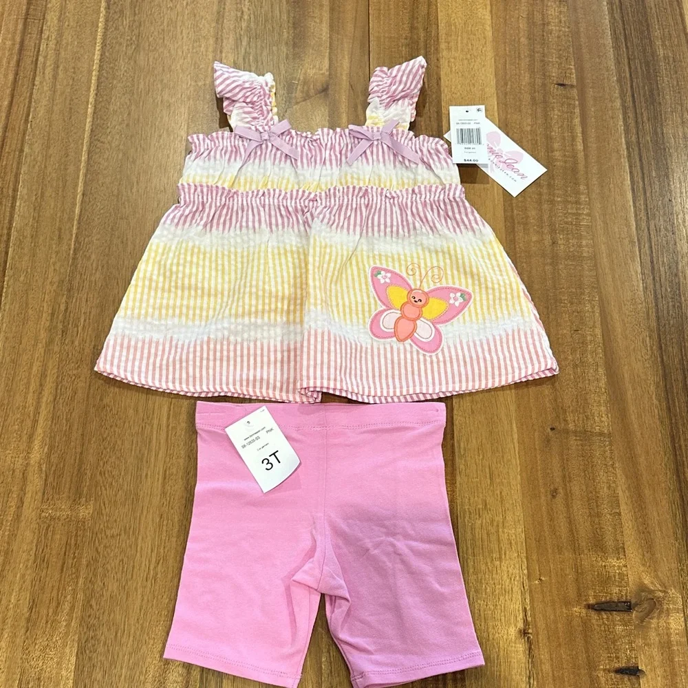 Bonnie Jean Pink and Yellow Butterfly Toddler Outfit - Picture 1 of 7